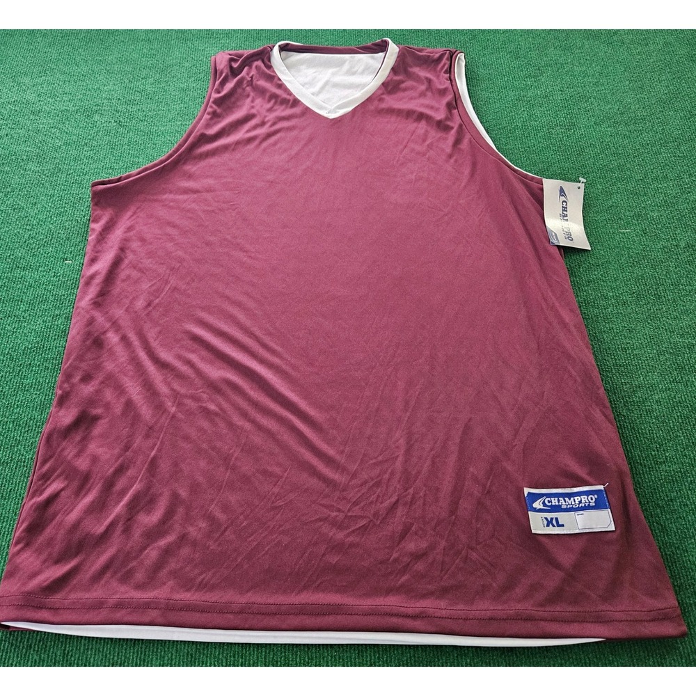 Champro‎ Reversible Basketball Jersey Tank Top Adult XL Maroon White Sports
